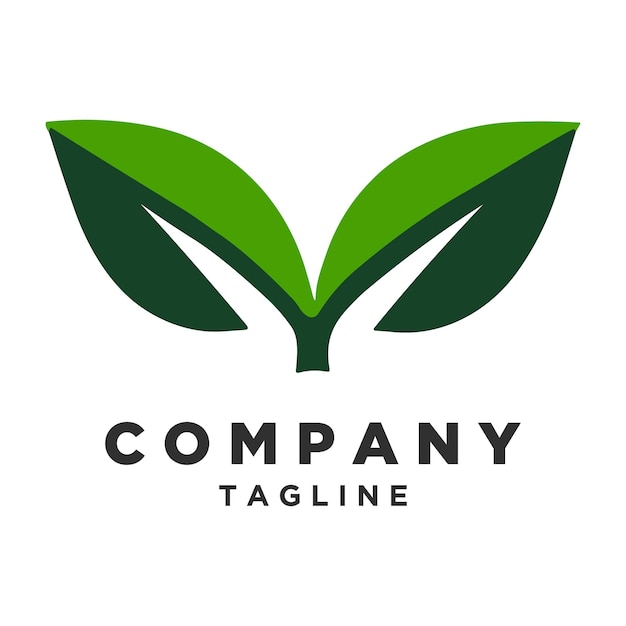 plantilla de vector de logotipo y símbolo de dos hojas verdes