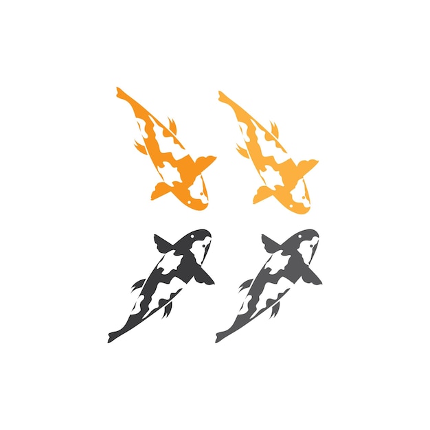 Plantilla de vector de logotipo y símbolos de animales de peces koi