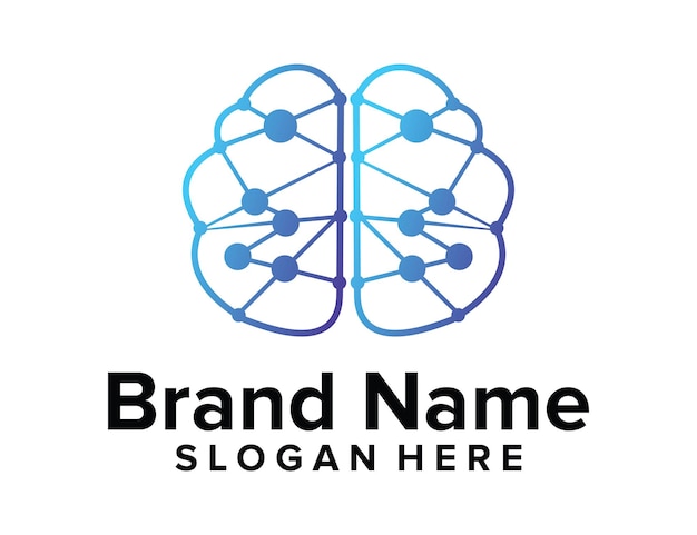 Plantilla de vector de logotipo de tecnología cerebral