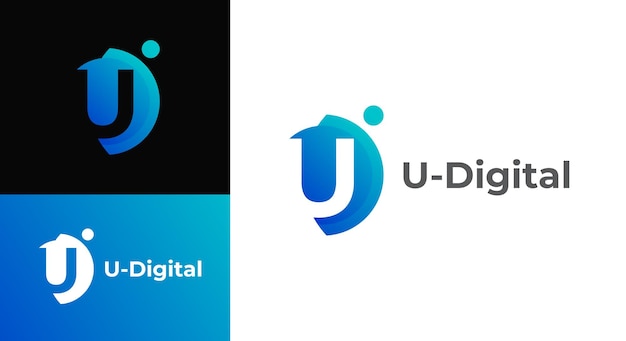 Plantilla de vector de logotipo UD de letra digital