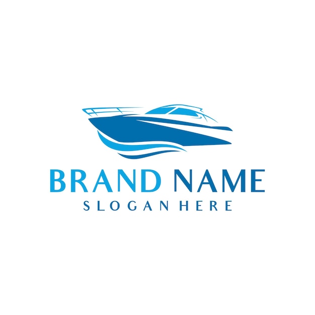 Plantilla de vector de logotipo de yate lancha rápida