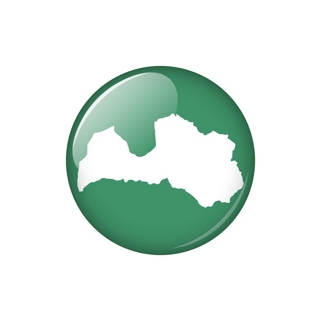 Plantilla de Vector de mapa de país de botón circular de Letonia