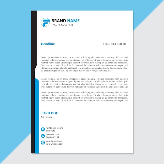 Plantilla de vector de membrete de negocios corporativos profesionales. Diseño simple y limpio listo para imprimir.