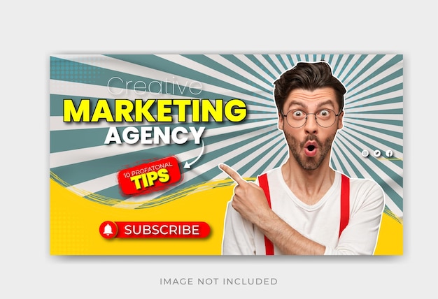 plantilla de vector de miniatura de YouTube y banner web premium de vector