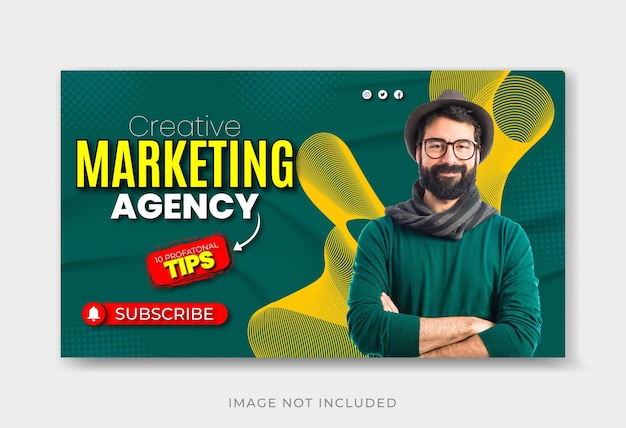 plantilla de vector de miniatura de YouTube y banner web premium de vector