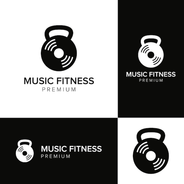 Plantilla de vector de música fitness logo icono