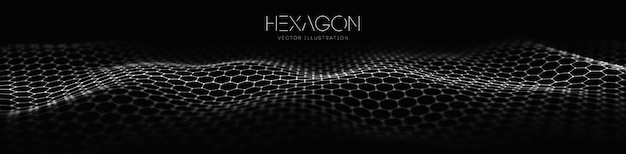 Plantilla de vector de onda hexagonal Fondo geométrico gráfico 3d moderno Fondo abstracto de flujo web de tecnología digital EPS 10