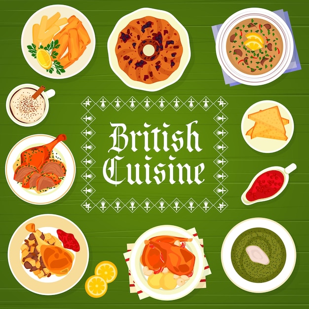 Plantilla de vector de página de portada de menú de cocina británica