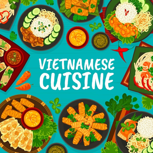 Plantilla de vector de página de portada de menú de cocina vietnamita