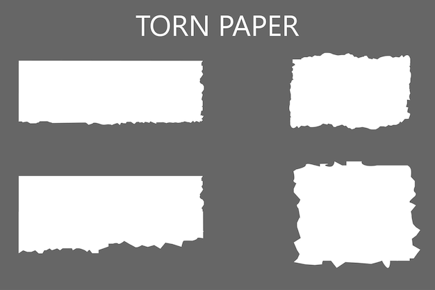 Plantilla de vector de papel rasgado Conjunto de vector de papel de recordatorio de nota Hojas de papel de recordatorio