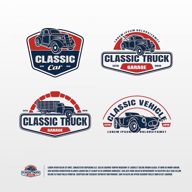 Plantilla de Vector de paquete de logotipo de coche clásico