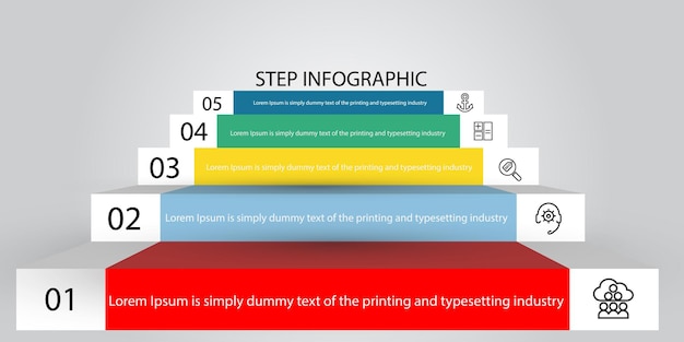 Plantilla de vector de paso infográfico Concepto de proceso Paso para estrategia o sistema de aprendizaje educativo