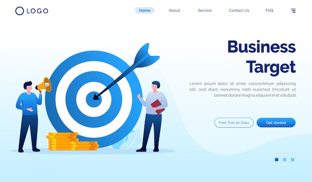 Plantilla de vector plano de página de destino de negocios