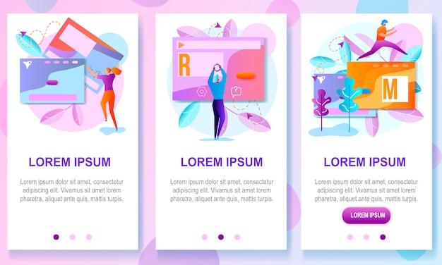 Plantilla de Vector plano de usuario Onboarding página web