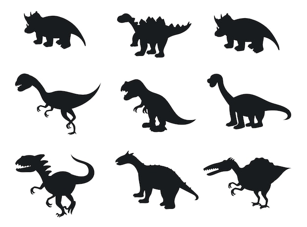 Vector plantilla de vector premium de siluetas de dinosaurios únicos