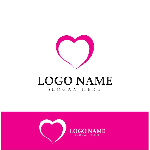 Plantilla de vector de símbolo y logotipo de corazón de amor