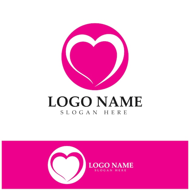 Plantilla de vector de símbolo y logotipo de corazón de amor