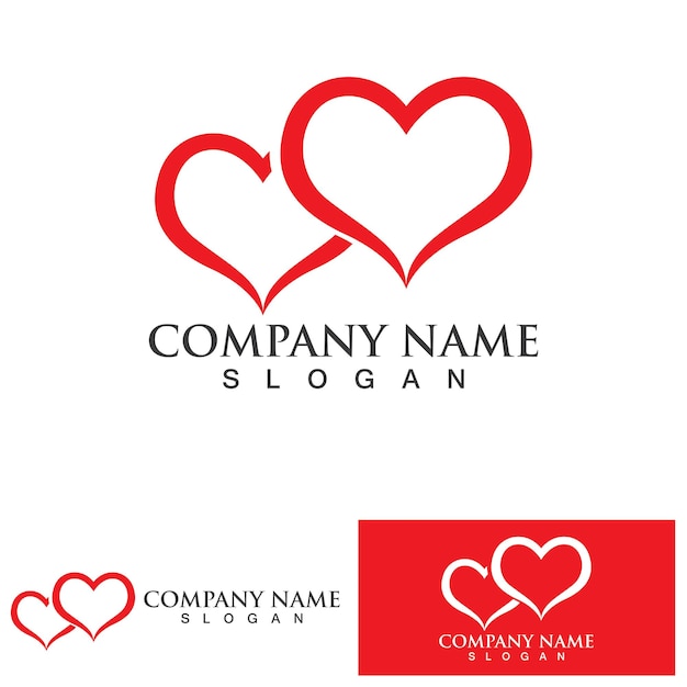 Plantilla de vector de símbolo y logotipo de corazón de amor