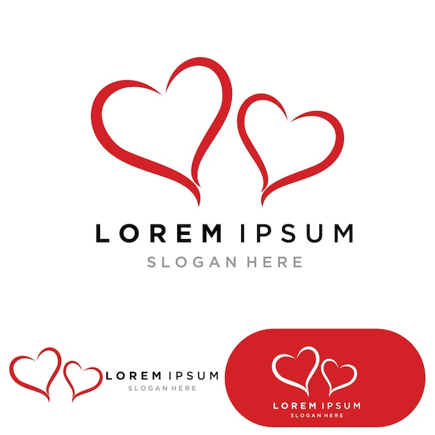 Plantilla de vector de símbolo y logotipo de corazón de amor