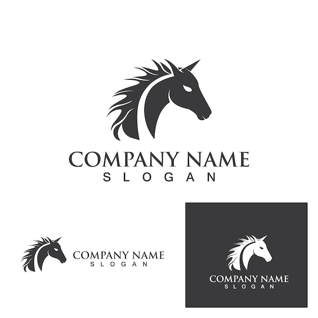 Plantilla de vector de símbolos y logotipo negro de zapatos de caballo