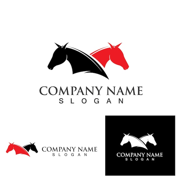 Plantilla de vector de símbolos y logotipo negro de zapatos de caballo