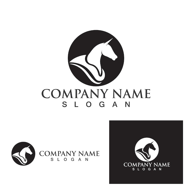 Plantilla de vector de símbolos y logotipo negro de zapatos de caballo
