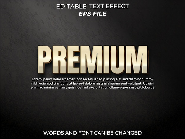 Vector plantilla de vector de texto 3d de tipografía editable de fuente de efecto de texto premium