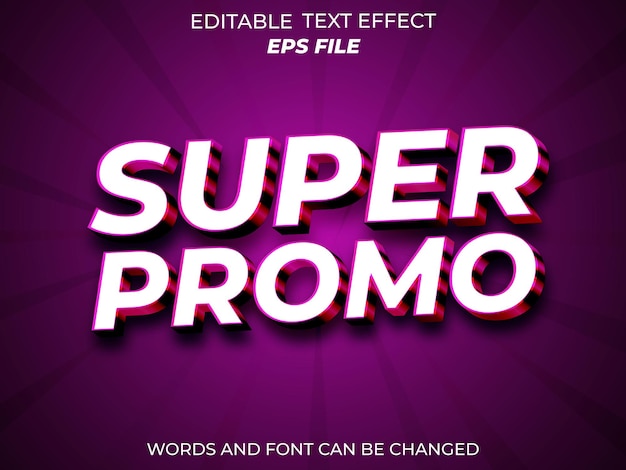 Plantilla de vector de texto editable 3d con efecto de texto súper promocional
