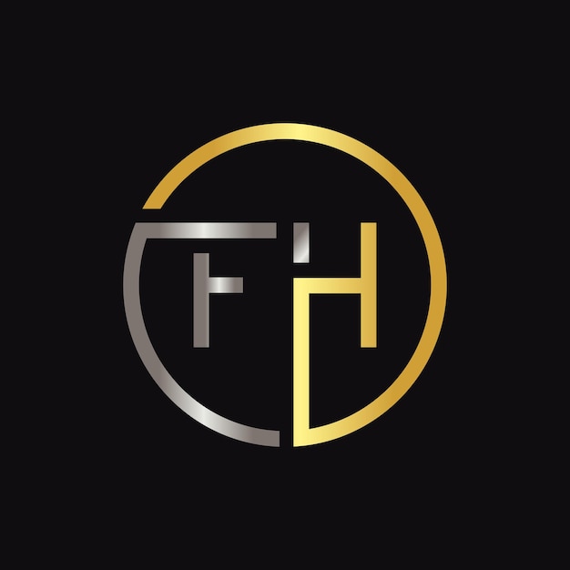 Plantilla de vector de tipografía creativa de logotipo de letra fh de círculo inicial