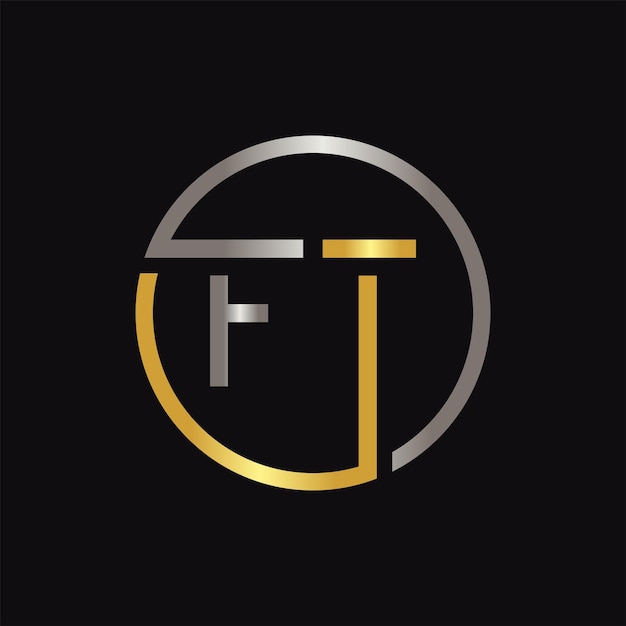 Plantilla de vector de tipografía creativa de logotipo de letra FT de círculo inicial