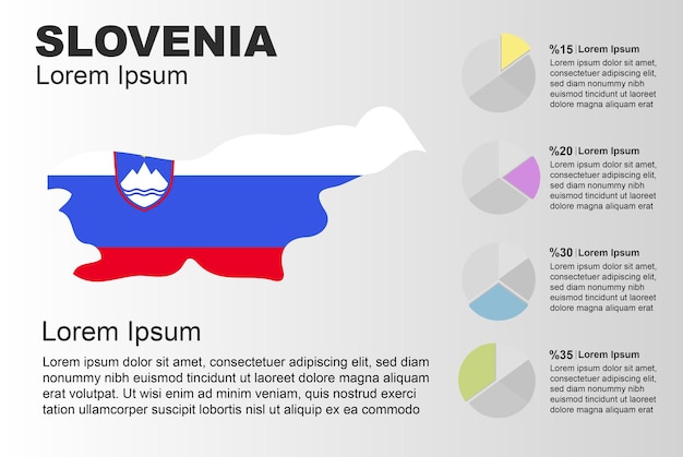 Plantilla de vector de uso general infográfico de eslovenia con idea de estadísticas de espacio de copia de gráfico circular eslovenia