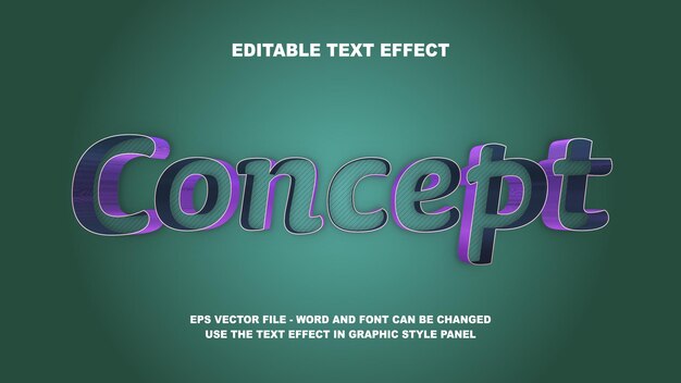 plantilla vectorial 3D de concepto de efecto de texto editable