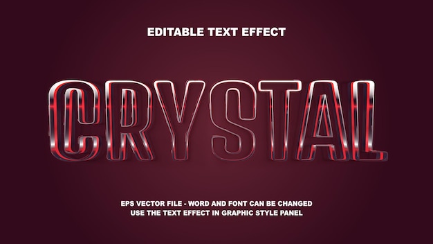 plantilla vectorial 3D de cristal de efecto de texto editable