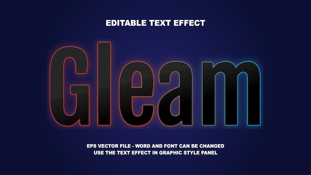plantilla vectorial 3D de efecto de texto editable Gleam
