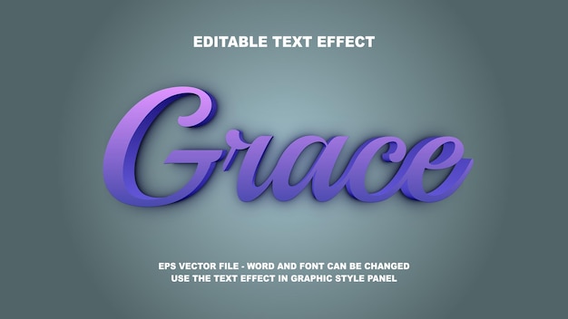 plantilla vectorial 3D de efecto de texto editable Grace