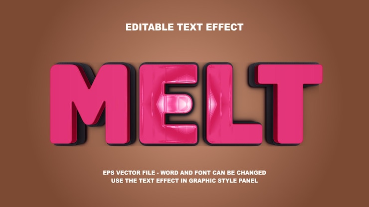 Vector plantilla vectorial 3d de efecto de texto editable melt