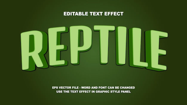 plantilla vectorial 3D de efecto de texto editable para reptiles