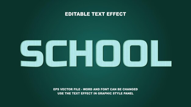 plantilla vectorial 3D de la escuela de efectos de texto editables