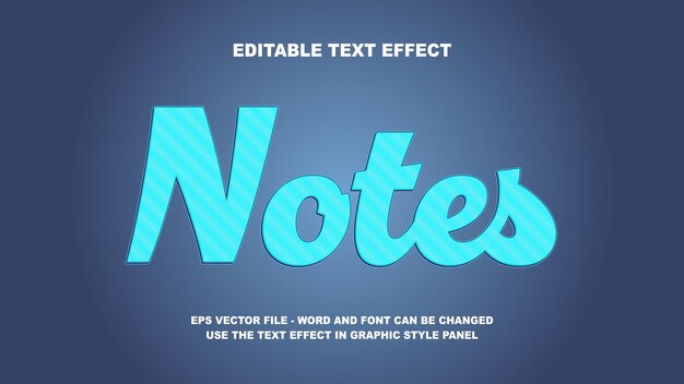 plantilla vectorial 3D de notas de efecto de texto editable