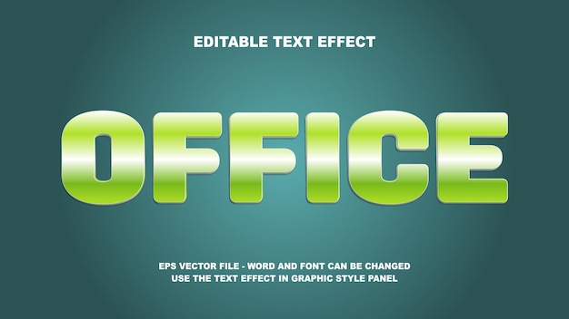 Plantilla vectorial 3d de office con efectos de texto editables