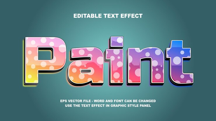 Vector plantilla vectorial 3d de pintura de efecto de texto editable