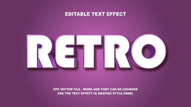 plantilla vectorial 3D retro de efecto de texto editable