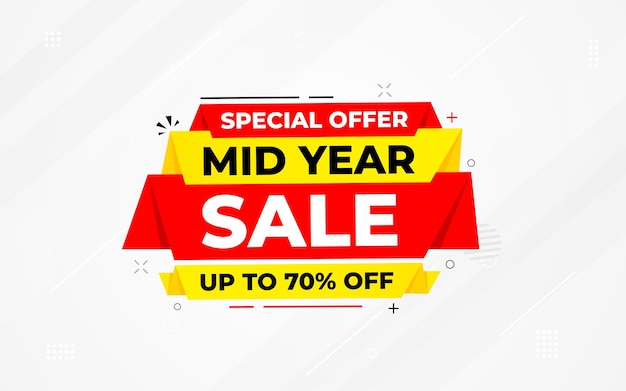 Plantilla vectorial de banner de venta a mediados de año Año nuevo Elemento gráfico vectorial del descuento Super etiqueta de la tienda