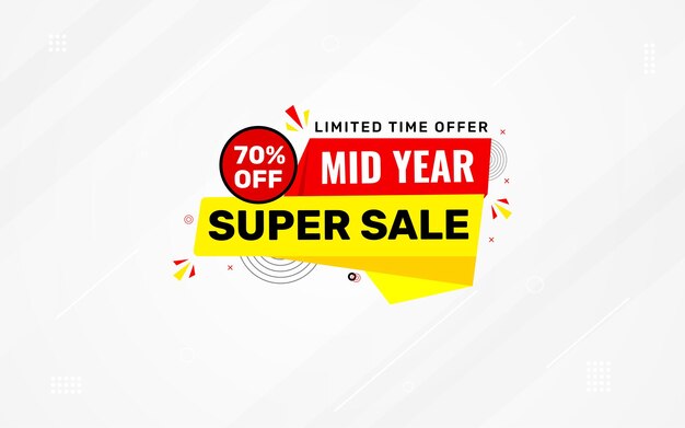 Plantilla vectorial de banner de venta a mediados de año Año nuevo Elemento gráfico vectorial del descuento Super etiqueta de la tienda