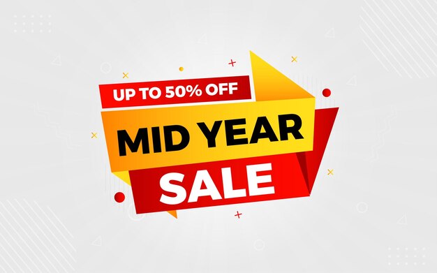 Plantilla vectorial de banner de venta a mediados de año Gráfico vectorial del descuento de año nuevo