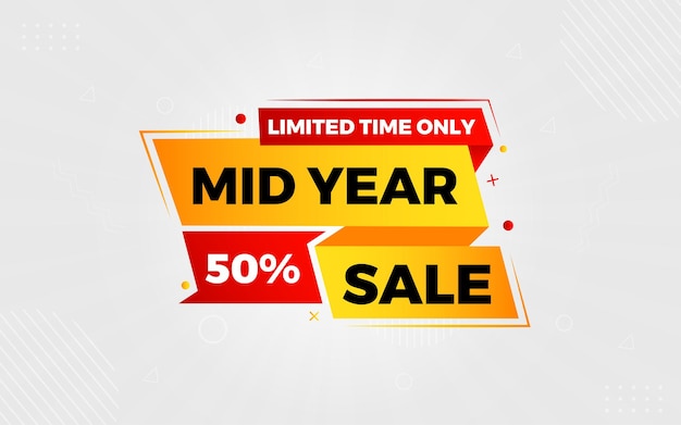 Plantilla vectorial de banner de venta a mediados de año Gráfico vectorial del descuento de año nuevo