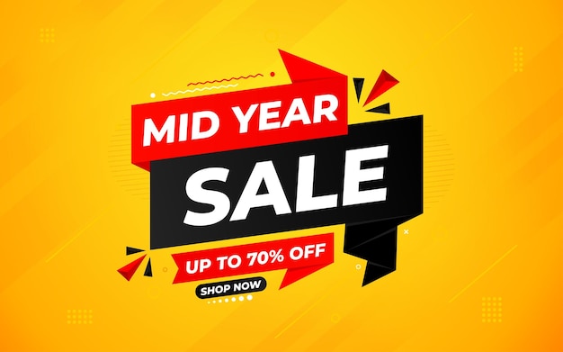 plantilla vectorial de banner de venta de mitad de año año nuevo elemento gráfico vectorial descuento de super tienda etiqueta diseño promocional colección de fondo de festival de apertura de producto