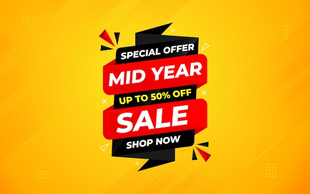 plantilla vectorial de banner de venta de mitad de año año nuevo elemento gráfico vectorial descuento de super tienda etiqueta diseño promocional colección de fondo de festival de apertura de producto