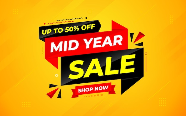 plantilla vectorial de banner de venta de mitad de año año nuevo elemento gráfico vectorial descuento de super tienda etiqueta diseño promocional colección de fondo de festival de apertura de producto