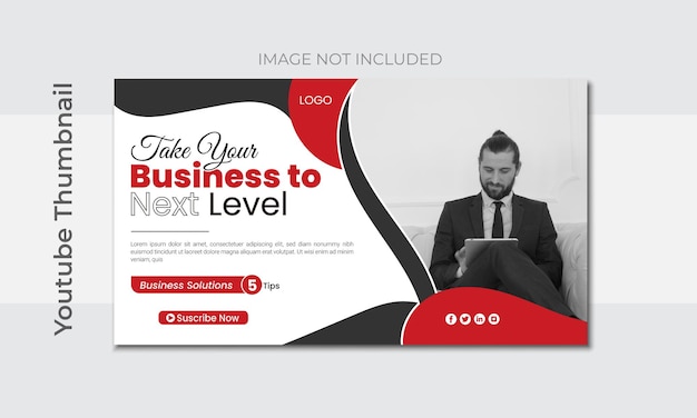 Plantilla vectorial de banner web de diseño de miniaturas de YouTube Premium para empresas